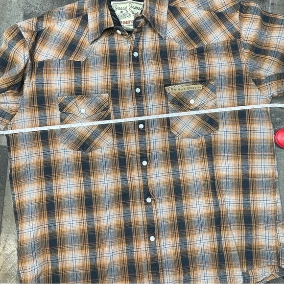 Jesse James Work Wear West Coast Choppers Plaid Long Sleeve size Large - Picture 6 of 11